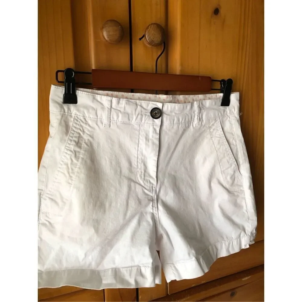 Boden Helena White Cotton Blend Womens Shorts US Size 4